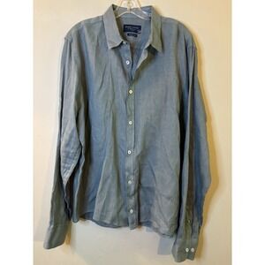 HARIS COTTON Men's Teal Blue Long Sleeve Button Up Shirt L Beach Preppy